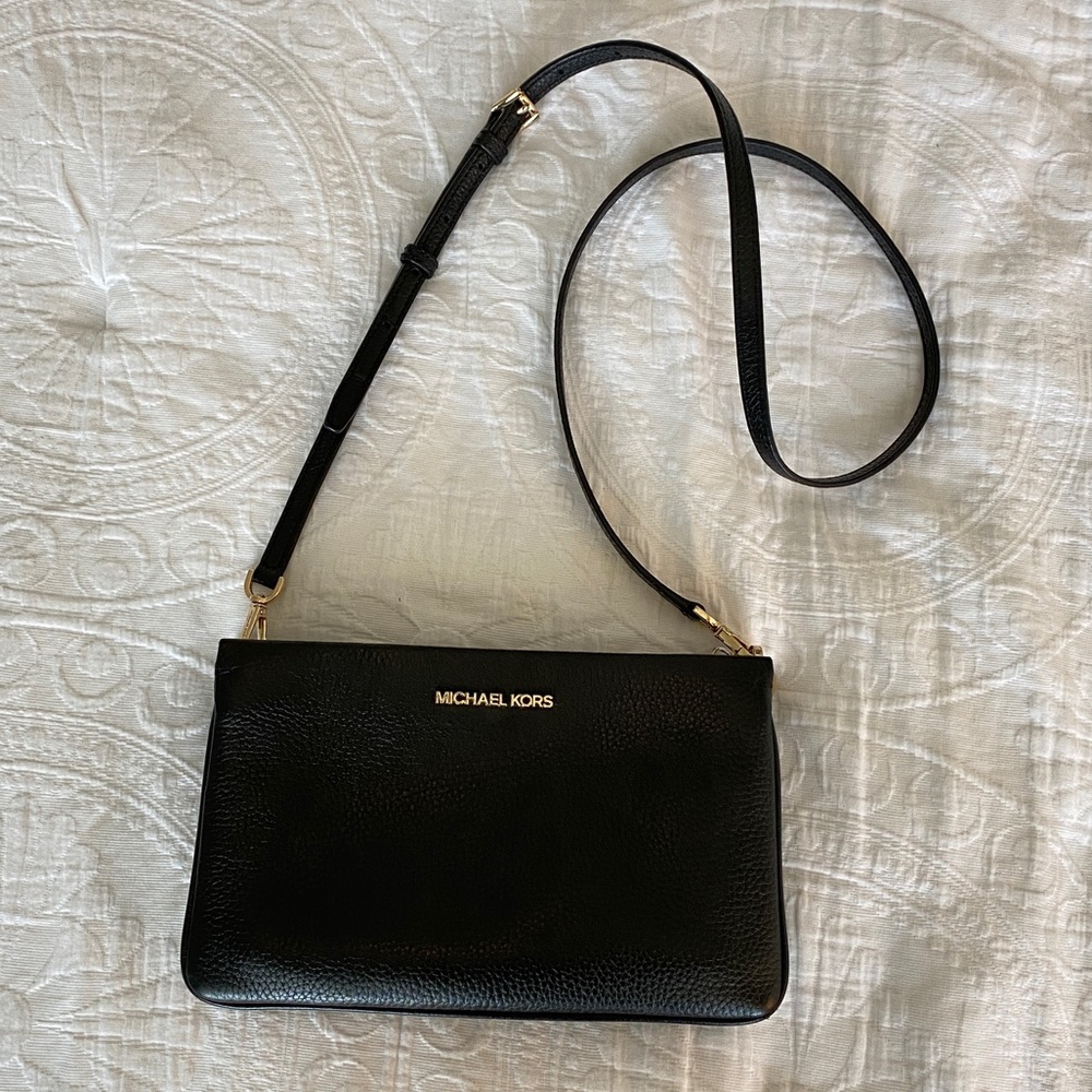 Michael Kors Black Leather Crossbody Purse